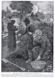 Les deux de Laceys comme jardiniers dans un monastère AD1210, années 1920